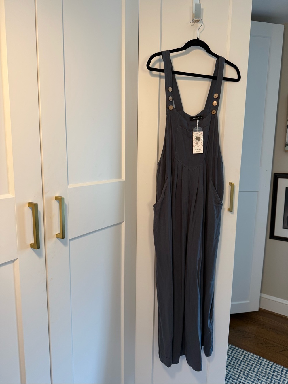 Relaxed Wide-Leg Overalls in Charcoal Gray Size L Super Comfy!